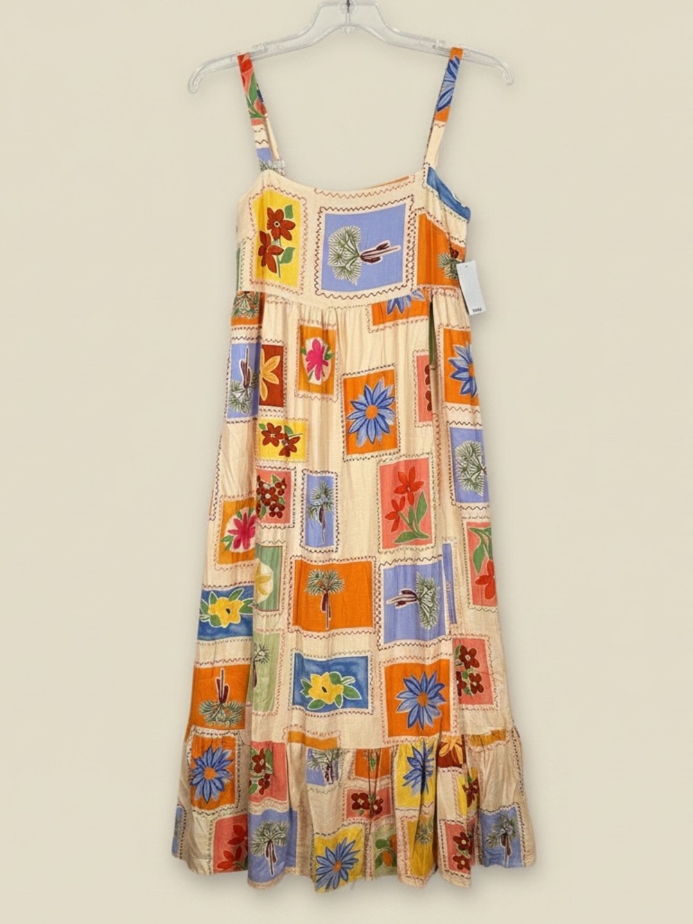 Anthropologie Kindred Floral Postcard Stamp Linen Blend Maxi Dress S NWT - Picture 3 of 6